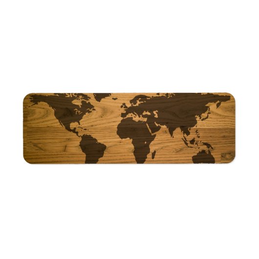 Wereldkaart van Woodgrain Textured Etiket (Voorkant)