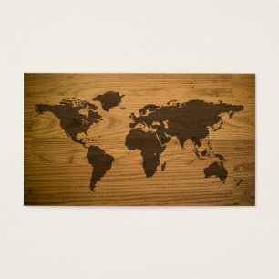 Wereldkaart van Woodgrain Textured Visitekaartje