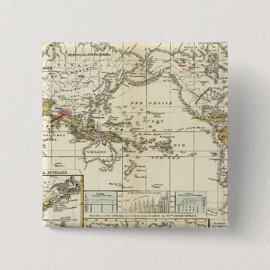 wereldkaart van ziekten vierkante button 5,1 cm (Voorkant)