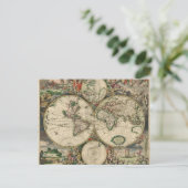 Wereldkaart vanaf 1689 briefkaart (Staand voorkant)