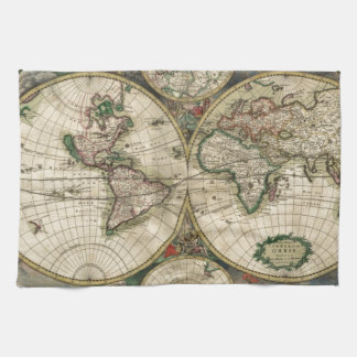 wereldkaart vanaf 1689 theedoek