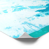 Wereldkaart Verf Blauw Poster (Hoek)