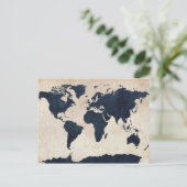 Wereldkaart verharde zeemacht briefkaart (Staand voorkant)