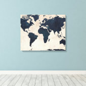 Wereldkaart verharde zeemacht canvas afdruk (Insitu (Houten vloer))