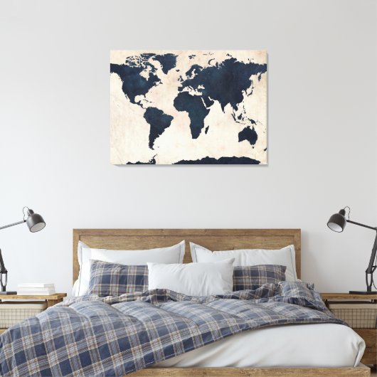 Wereldkaart verharde zeemacht canvas afdruk (Insitu (Slaapkamer))