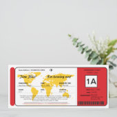 Wereldkaart Verjaardag Boarding Pass Ticket Invita Kaart (Staand voorkant)