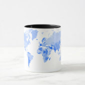 wereldkaart Verpletterd Bleek blauw Mok (Midden)