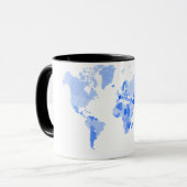 wereldkaart Verpletterd Bleek blauw Mok (Voorkant links)