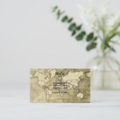 Wereldkaart verwerkt papier visitekaartje (Staand voorkant)