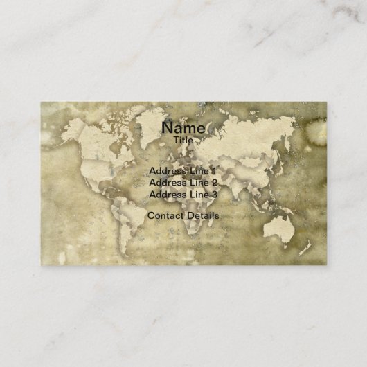 Wereldkaart verwerkt papier visitekaartje (Voorkant)