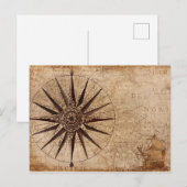 Wereldkaart Verzendtijd compass Sailing Ship Disco Briefkaart (Voorkant / Achterkant)