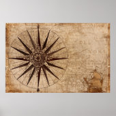 Wereldkaart Verzendtijd compass Sailing Ship Disco Poster (Voorkant)