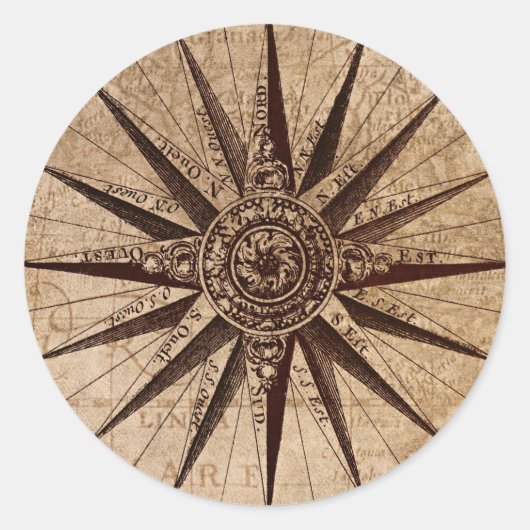 Wereldkaart Verzendtijd compass Sailing Ship Disco Ronde Sticker (Voorkant)