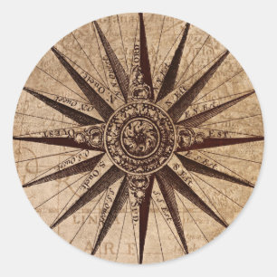 Wereldkaart Verzendtijd compass Sailing Ship Disco Ronde Sticker