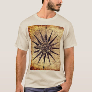 Wereldkaart Verzendtijd compass Sailing Ship Disco T-shirt