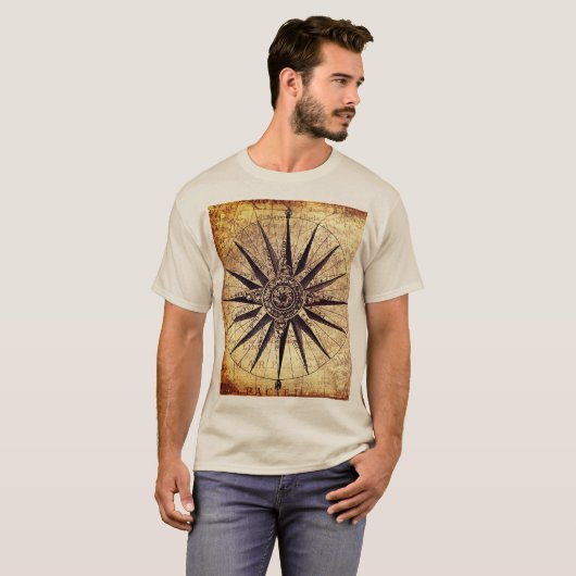 Wereldkaart Verzendtijd compass Sailing Ship Disco T-shirt (Voorkant volledig)