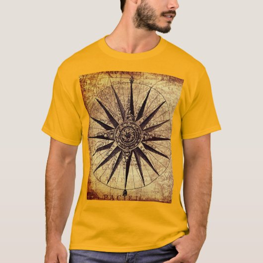Wereldkaart Verzendtijd compass Sailing Ship Disco T-shirt (Voorkant)