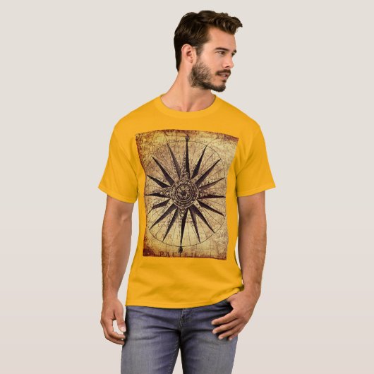 Wereldkaart Verzendtijd compass Sailing Ship Disco T-shirt (Voorkant volledig)