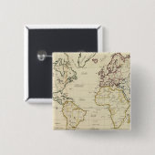 Wereldkaart Vierkante Button 5,1 Cm (Voorkant /achterkant)