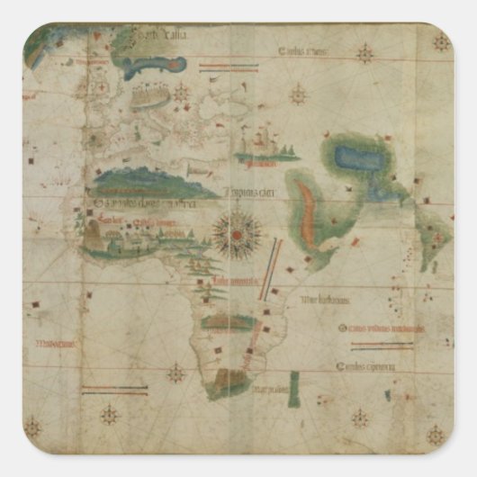 Wereldkaart Vierkante Sticker (Voorkant)