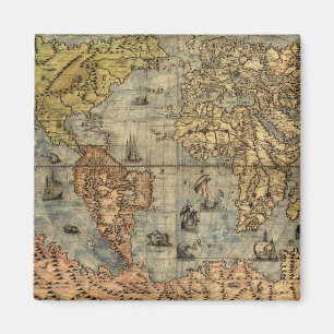 Wereldkaart Vintage Historische Atlas Magneet