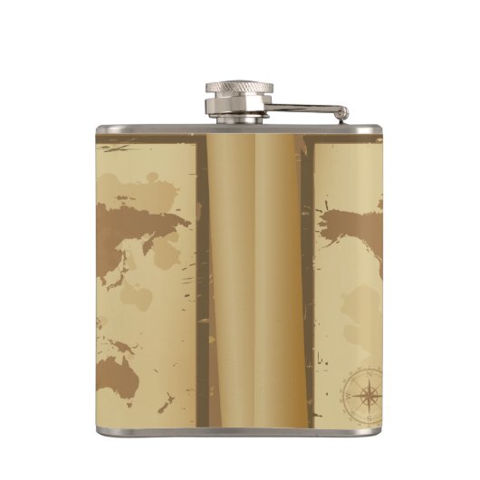 Wereldkaart Vinylomhulling Heupfles (Achterkant)