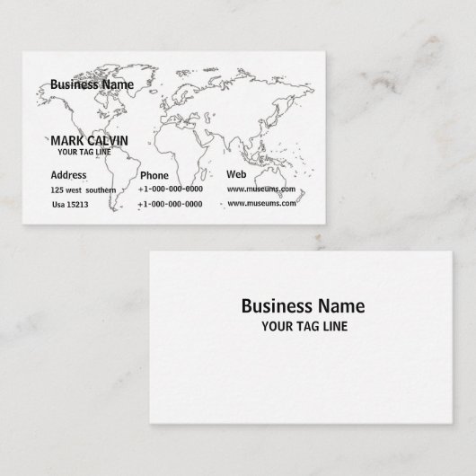 wereldkaart Visitekaartje ontwerp (Voorkant / Achterkant)