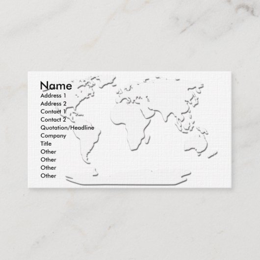 wereldkaart Visitekaartje Wit (Voorkant)