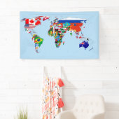 Wereldkaart Vlaggenbanner Spandoek (Insitu)