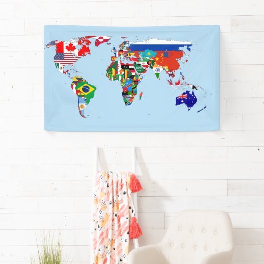 Wereldkaart Vlaggenbanner Spandoek (Insitu)