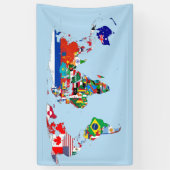 Wereldkaart Vlaggenbanner Spandoek (Verticaal)