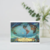  Wereldkaart vliegroute Briefkaart (Staand voorkant)