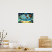  Wereldkaart vliegroute Poster (Keuken)