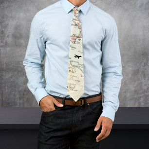 Wereldkaart, Vliegtuig Vliegen, Cool Stropdas