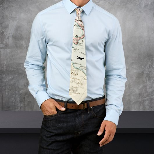 Wereldkaart, Vliegtuig Vliegen, Cool Stropdas