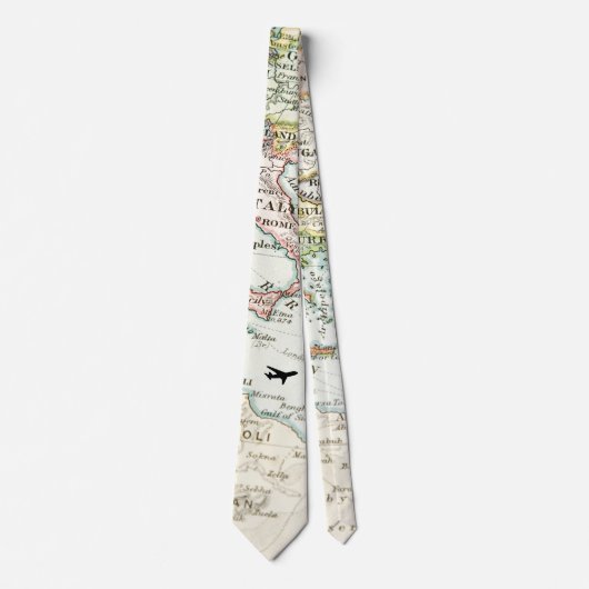 Wereldkaart, Vliegtuig Vliegen, Cool Stropdas (Voorkant)