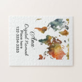 Wereldkaart Voeg jouw naam tekst Plaats Stadstelef Legpuzzel (Horizontaal)