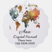 Wereldkaart Voeg jouw naam tekst Plaats Stadstelef Ornament Kaart (Achterkant)