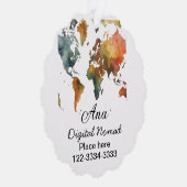 Wereldkaart Voeg jouw naam tekst Plaats Stadstelef Ornament Kaart (Rechts)