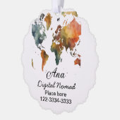 Wereldkaart Voeg jouw naam tekst Plaats Stadstelef Ornament Kaart (Links)