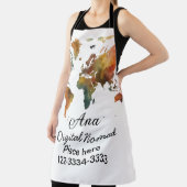 Wereldkaart Voeg jouw naam tekst Plaats Stadstelef Schort (Insitu)