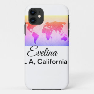 Wereldkaart voeg naam tekst plaats land stad tekst Case-Mate iPhone case