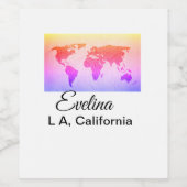 Wereldkaart voeg naamtekst toe plaats land plaats wijn etiket (Enkel label)