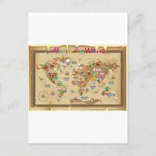 Wereldkaart voor Kind - Aardachtige tonen Briefkaart