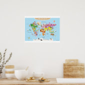 Wereldkaart voor kinderen - Cute and Colorful Poster (Keuken)