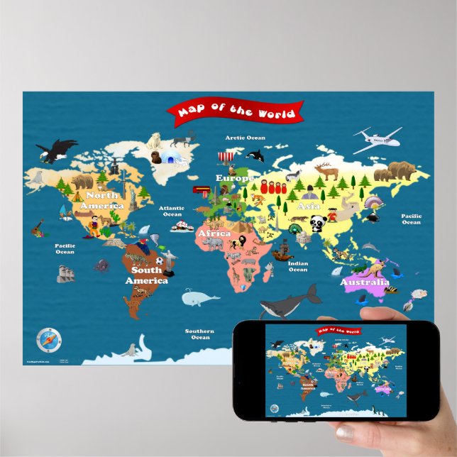 bevroren Luxe behandeling Wereldkaart voor kinderen - Laten we het eens beki Poster | Zazzle.nl