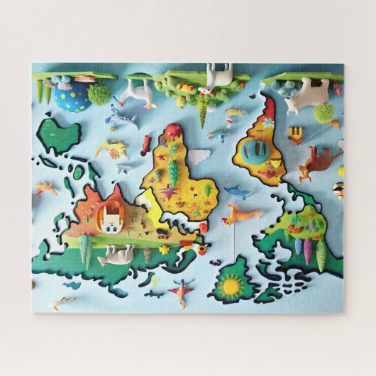 Wereldkaart voor kinderen puzzel (Horizontaal)