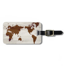 Wereldkaart voor kunsthout Aangepast Bagagelabel