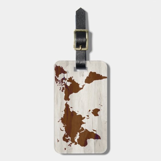 Wereldkaart voor kunsthout Aangepast Bagagelabel (Voorkant verticaal)