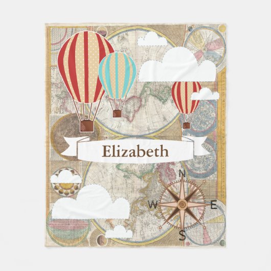  Wereldkaart voor luchtballonnen voor reizigers Fleece Deken (Voorkant)